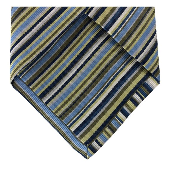 Astor & Black Clothiers 100% Silk Handmade Multicolor Striped Tie Blue Green Whi - Picture 3 of 7